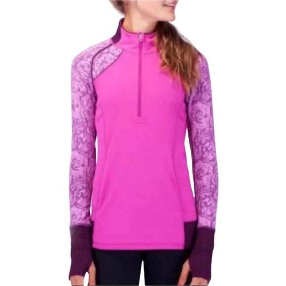 Ivivva Lululemon Go The Distance 1/2 Zip Pullover Magenta Pink Girls 12 Athletic - Picture 1 of 13